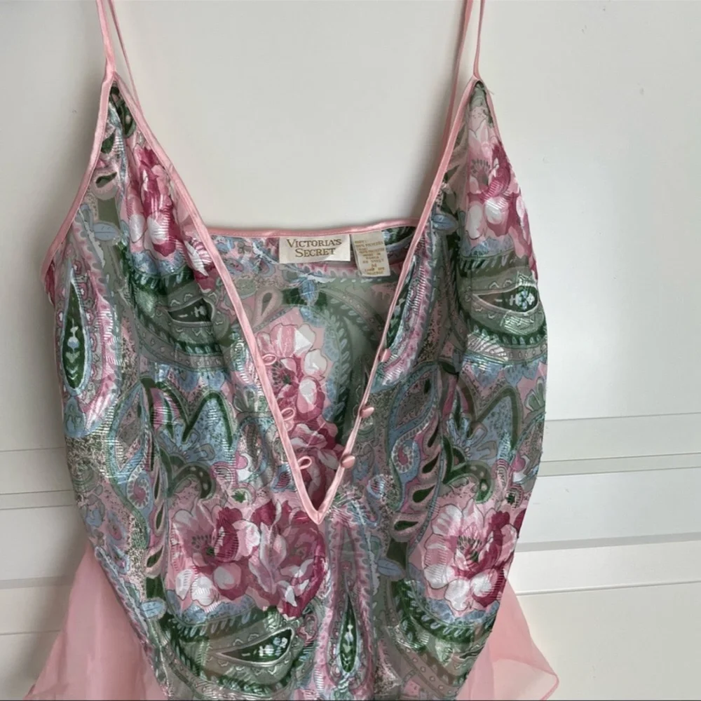 Vintage gold label Victoria Secret satin ruffle body suit teddy 8840 - Picture 5 of 6